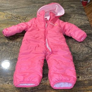 Pink Platinum Bright pink fleece lined 6/9 month snow suit! Super cute and warm!